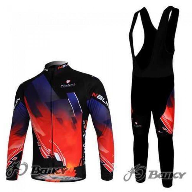 Nalini Pro Team Fahrradbekleidung Set Langarmtrikot+Lange Trägerhose Rot Schwarz LKPX0