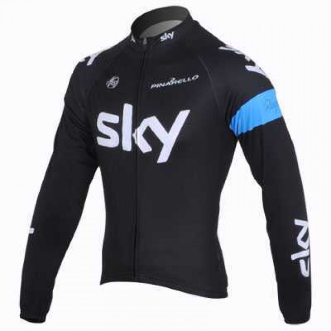 2013 Teams Sky Fahrradbekleidung Radtrikot Langarmen Schwarz blau NO4O1