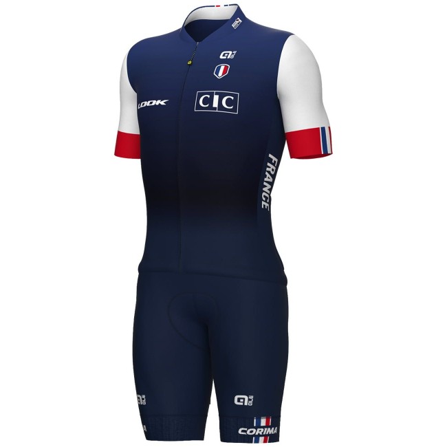 Frankreich 2023 Set(Radtrikot langer RV+Trägerhose)-ALE Radsport-Profi-Team